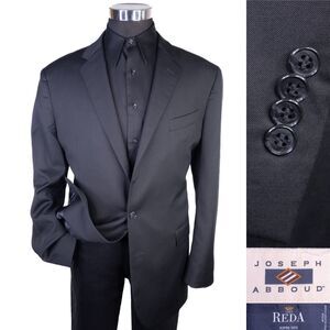 Joseph Abboud Solid Sz 46L REDA Wool Suit Coat Jacket Blazer Two Button EUC
